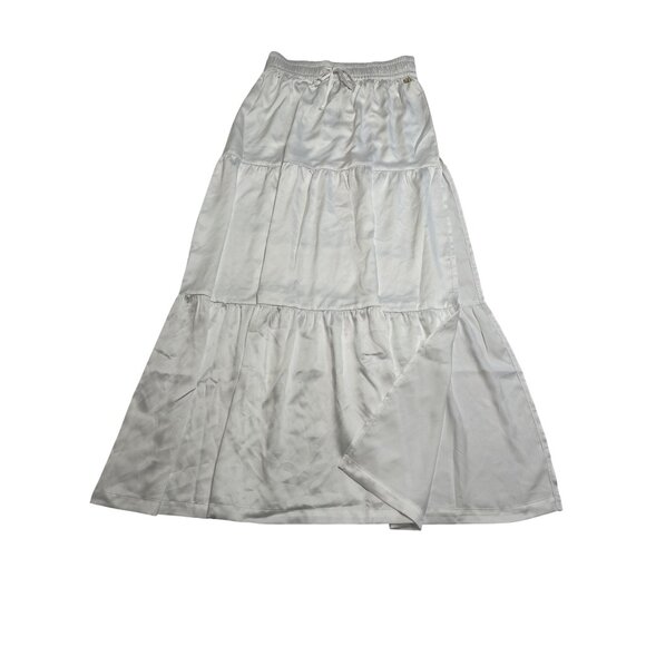 Victoria's Secret PINK Charmed Satin Tiered Maxi Skirt in VS White - Picture 1 of 5
